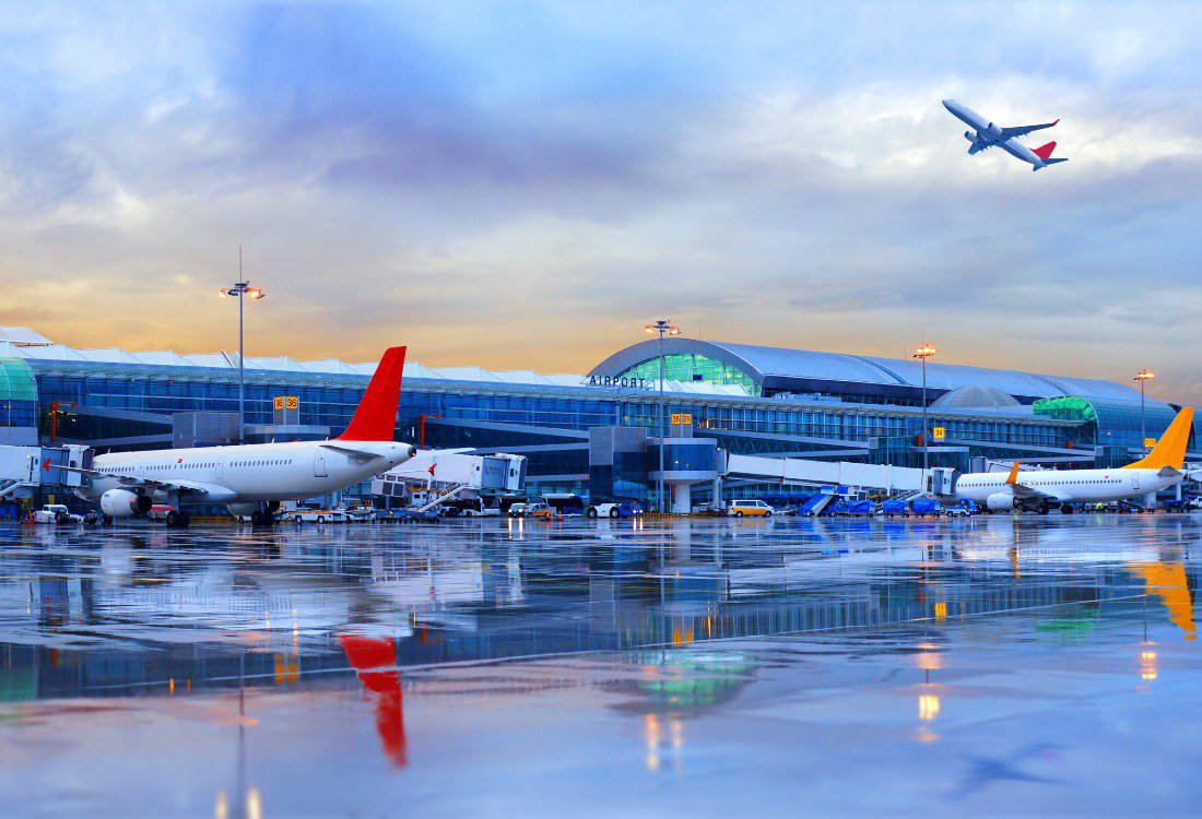 Automated Weather Observing System installed at an airport, showcasing real-time data collection equipment.